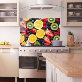 Panou Sticla Bucatarie, 80x120cm, Protectie aragaz, Antistropi, Termorezistent, Alimente, Fructe, Orange Fruit Mix