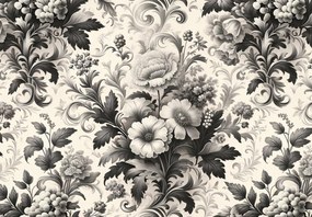 Fototapet - Flori alb-negru (147x102 cm)