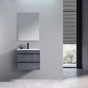 Mască de baie Cube 60 cu chiuvetă ceramică, 2 sertare, gri antracit