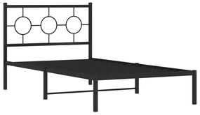 376221 vidaXL Cadru de pat din metal cu tăblie, negru, 100x200 cm