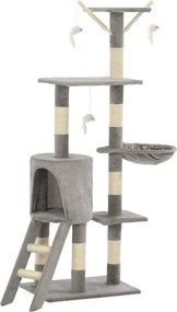 vidaXL Ansamblu pisici cu stâlpi din funie de sisal, 138 cm, gri