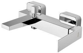 Baterie argintiu-lucios pentru cadă cu montare pe perete (2 ieșiri) Latus – Sapho