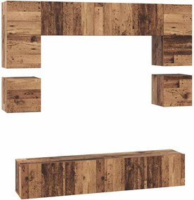 vidaXL Set comodă TV Pe perete 8 pcs Lemn Vechi Lemn compozit