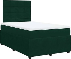vidaXL Pat box spring cu saltea, verde închis, 120x190 cm, catifea