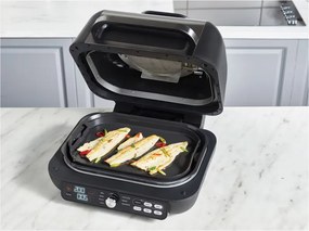 Gratar electric Ninja Foodi MAX PRO AG651EU, 2460W, 3.8L, Functie gratar si Air fryer, Cyclonic Air, Smart Cook, Negru/inox
