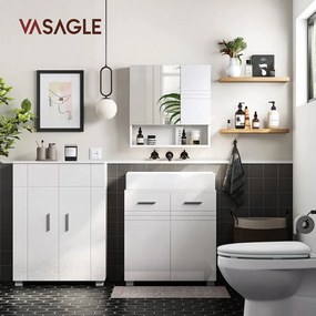 Dulap de Baie cu Oglinda, Alb, MDF / PAL