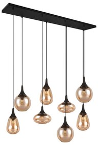 Lustră neagră/portocalie cu abajur din sticlă Lumina – Trio