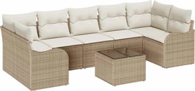 vidaXL Set de canapele pentru grădină cu pernă 8 pcs Bej și crem