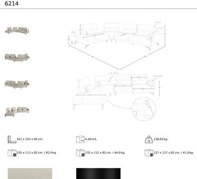 Coltar 5 locuri, Spatar Reglabil, Sezlong Stanga, Cowhide sand