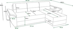 OFERTA Canapea extensibila reversibila in forma de L LIVARO 251x140 cm, crem Calitatea II.