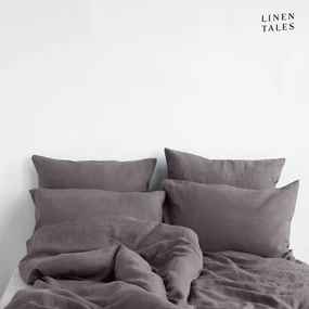 Lenjerie de pat gri închis din in pentru pat dublu 200x200 cm – Linen Tales