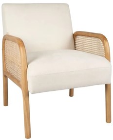 Scaun dining, off white, din lemn de cauciuc si textil, Fermin