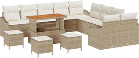 vidaXL Set de canapele pentru grădină cu pernă 13 pcs Bej Rattan poli