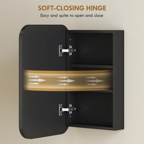 HOMCOM Dulap cu oglindă pentru baie, dulap de baie cu oglindă, dulap suspendat cu poliță reglabilă, 40 x 10 x 60 cm, Negru | Aosom Romania