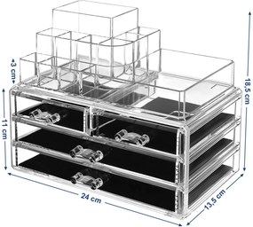 Organizator cosmetica cu 2 niveluri si 4 sertare mari Acril