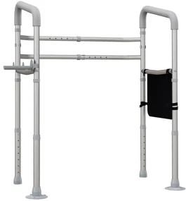 HOMCOM Cadru WC Reglabil, Cadru de Siguranță pentru Baie, cu Brațe și Ventuze, Accesoriu Baie | Aosom Romania