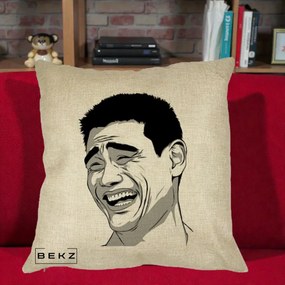 Perna Decorativa Yao Ming Meme, 40x40 cm, Crem, Husa Detasabila, Perna Inclusa, BEKZ®