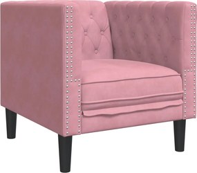 vidaXL Fotoliu Chesterfield, roz, catifea