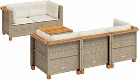 vidaXL Set canapele de grădină cu perne, 6 piese, bej, poliratan