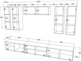 Living Kos V4, Antracit/Stejar Artisan, L 285 cm
