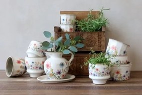 Ghiveci din ceramică cu flori de câmp, crem, H10,5/D12 cm, „Fleurville”