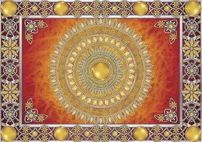 Fototapet - Mandala aurie și roșie (254x184 cm), în 8 de alte dimensiuni noi