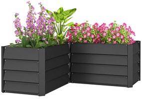Outsunny Carré potager de jardin jardinière d'angle en L fară fund - 115 x 115 x 44 cm oțel galvanizat gri închis | Aosom Romania