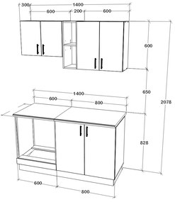 Set haaus V4, Lemn Natural/Alb, Blat Thermo 28 mm, L 140 cm