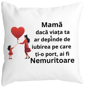 Perna Decorativa pentru Mama 7,40x40 cm, Alba, Mata, Husa Detasabila, Burduf