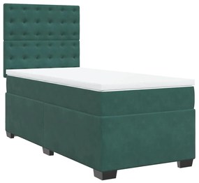 3290849 vidaXL Pat box spring cu saltea, verde închis, 100x200 cm, catifea