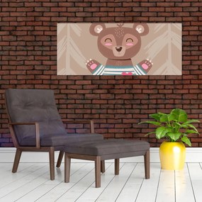 Tablou - Ursuleț de pluș în tricou cu dungi (120x50 cm)