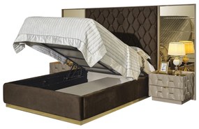 Set dormitor complet  mdf 30 mm si metal - royal lav - crem/antracit cu auriu