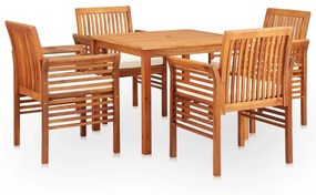 Set mobilier de exterior cu perne 5 piese lemn masiv de acacia Crem, 5