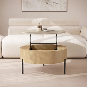 Mazzoni FRIDA Bej (Șampanie) / Stejar Oasis – MĂSUȚĂ DE CAFEA MODERNĂ CU BLAT RABATABIL ȘI SPAȚIU DE DEPOZITARE