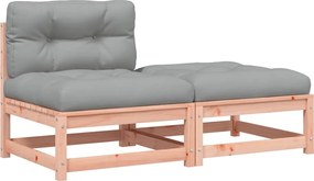 vidaXL Canapea de grădină fără cotiere, cu perne și taburet