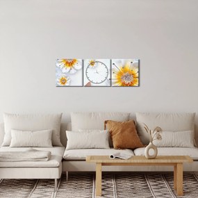 Tablou - Copoziția flori și fluturi (cu ceas) (90x30 cm)
