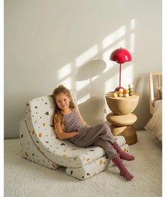 Fotoliu de copii alb cu tapițerie din țesătură bouclé/cu tapițerie din chenille Terrazzo Moon – Wigiwama