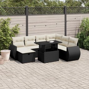 3275156 vidaXL Set mobilier de grădină cu perne, 8 piese, negru, poliratan