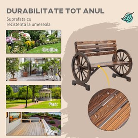 Outsunny Banca Country Fonta 127×60×85 cm – 2‑locuri cu Cotiere Rotative Neagra | Aosom Romania