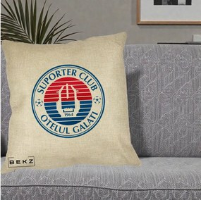 Perna Personalizata Otelul Galati Suporter Club 1964, 40x40 cm, Crem, Husa Detasabila, Perna Inclusa, BEKZ®