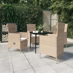 3099456 vidaXL Set de mobilier pentru grădină cu perne, 5 piese, bej