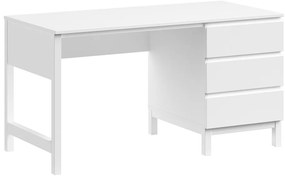 Set Complet Mobilier Cameră Copii Eva: Pat 90x200 cm, Noptieră, Dulap 3 Uși și Birou cu Sertare, Alb – Vipack