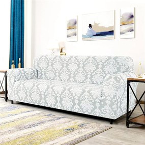 Husa elastica pentru canapea 3 locuri, fara volanas, model Jacquard, Alb