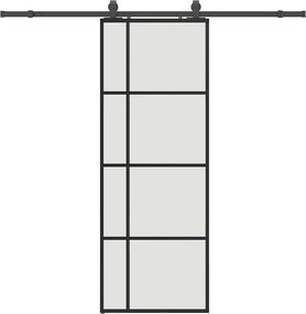vidaXL Ușă glisantă cu set de feronerie neagră 76x205 cm Sticlă ESG