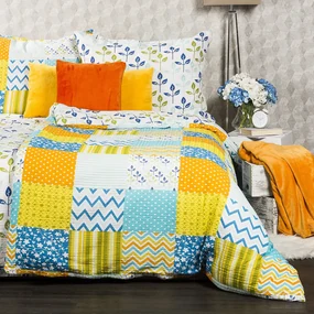 Lenjerie de pat bumbac crep 4Home Patchwork albastru,140 x 200 cm, 70 x 90 cm, 140 x 200 cm, 70 x 90 cm