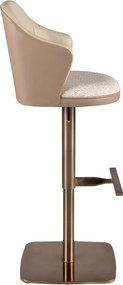 Scaun de bar pivotant cu inaltime reglabila Stool crem/ maro
