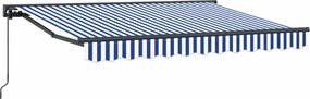 vidaXL Copertină retractabilă manuală Albastru și Alb 3,5 x 2 m
