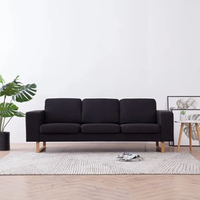 vidaXL Canapea cu 3 locuri, negru, material textil