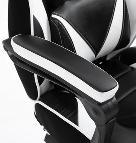Vinsetto Scaun Gaming Ergonomic, Fotoliu de Birou confortabil cu Suport de Picioare, Perne pentru Cap și Zonă Lombară, Înălțime Reglabilă, negru și alb | Aosom Romania