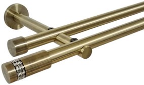 Galerie dubla picior universal fara inele prindere perete xantos 19/19 mm aur antic (Alege marime: 140 cm)